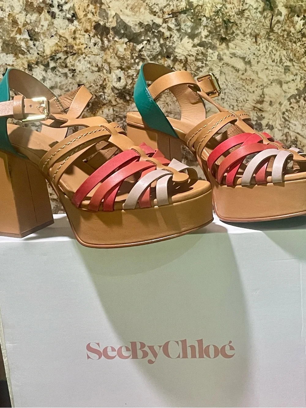 See by Chloe leather- Multicolor platform sandal